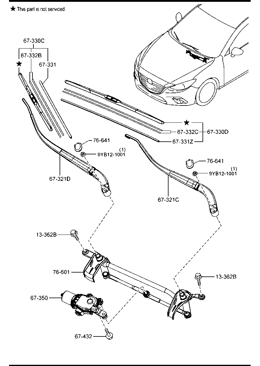 MAZDA BHS3-67-333 - Щетка стеклоочистителя parts5.com