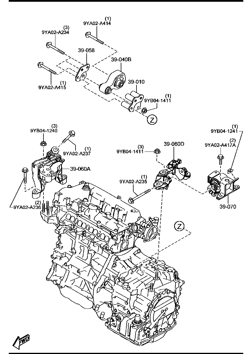 MAZDA GHR9-39-070B - Suport motor parts5.com