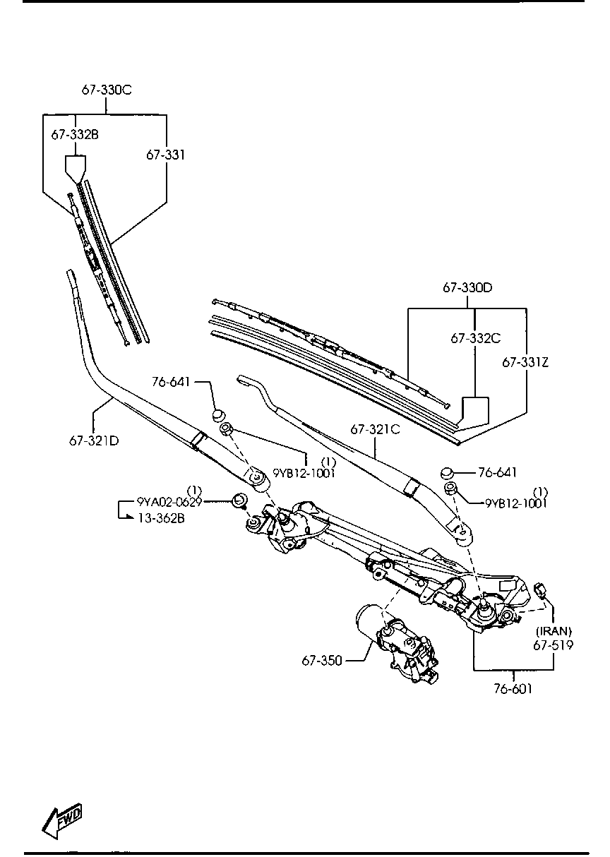 MAZDA DF95-67-330A - Wiper Blade parts5.com