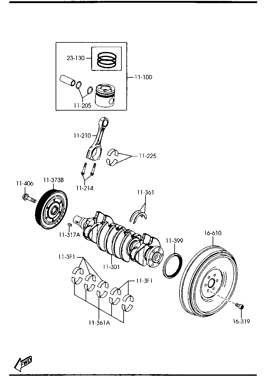 MAZDA Y401-11-312 - Tesniaci krúżok kľukového hriadeľa parts5.com