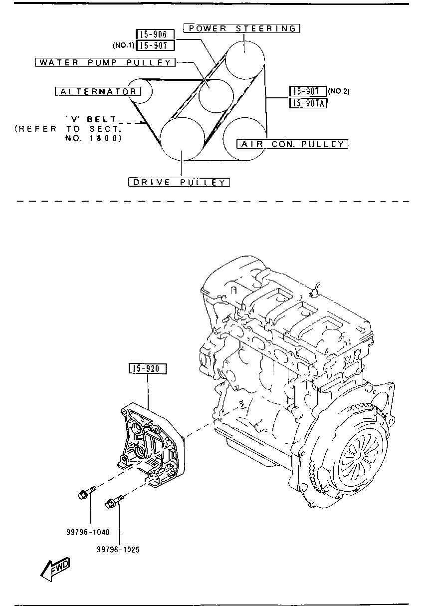 MAZDA FP01-15-907 - V-Ribbed Belt parts5.com