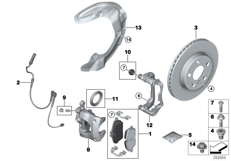 BMW 34116860251 - Set bucsi de ghidaj, etrier frana parts5.com