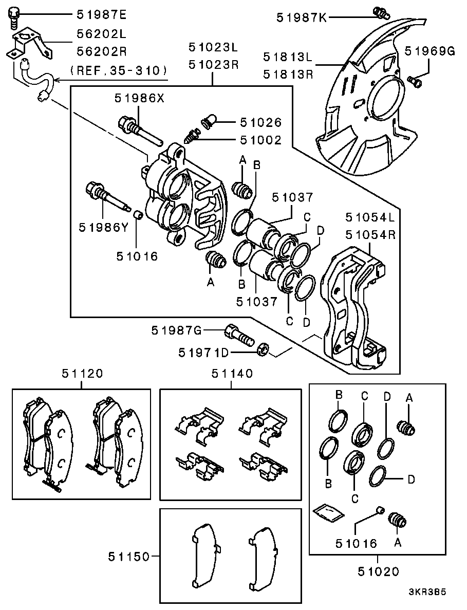 Mitsubishi MR389543 - Brake Pad Set, disc brake parts5.com