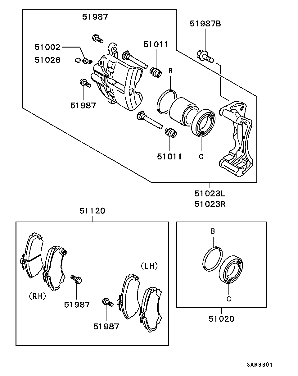 Mitsubishi M863313 - Juego de reparación, pinza de freno parts5.com