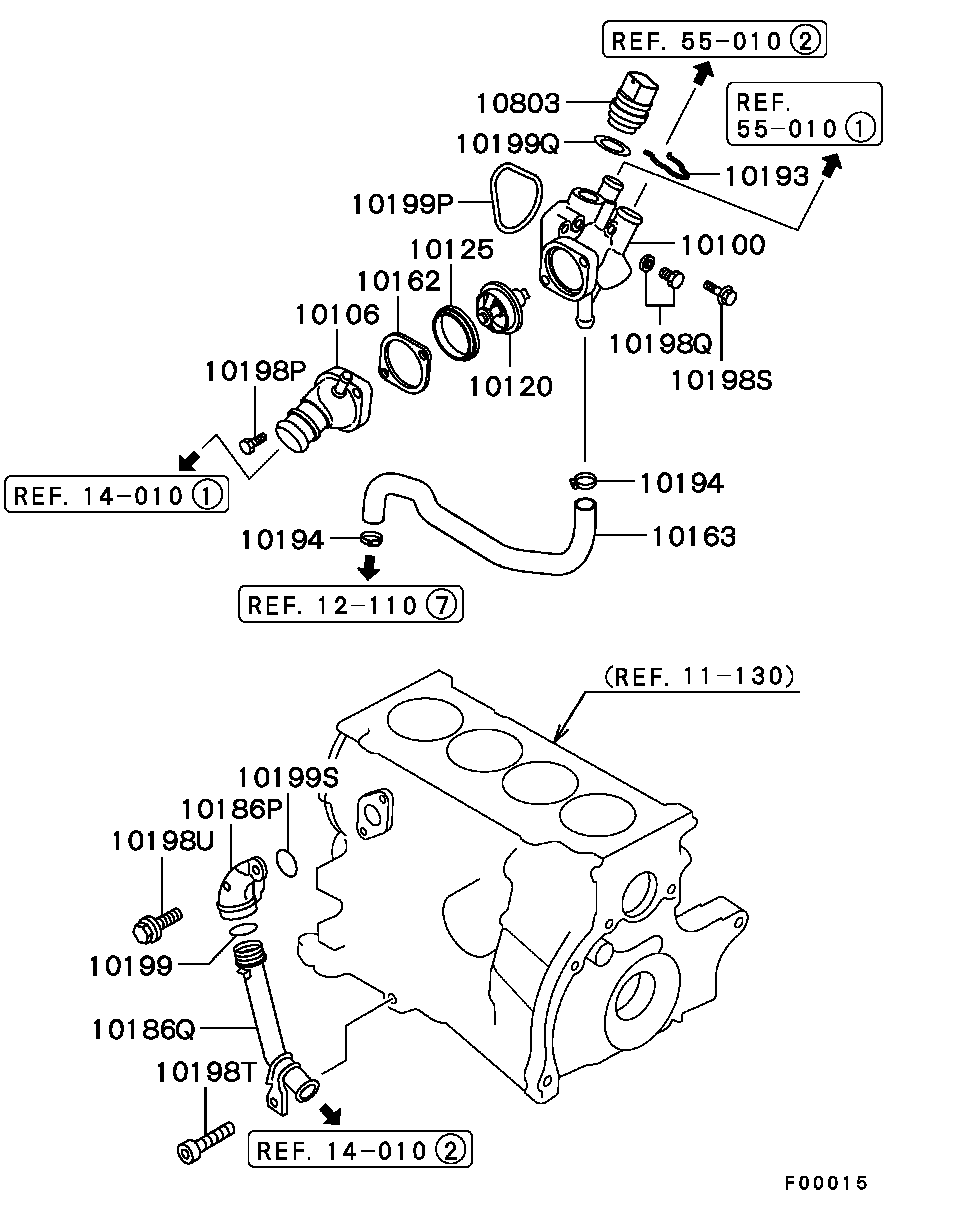 Mitsubishi M863985 - Termosztát, hűtőfolyadék parts5.com