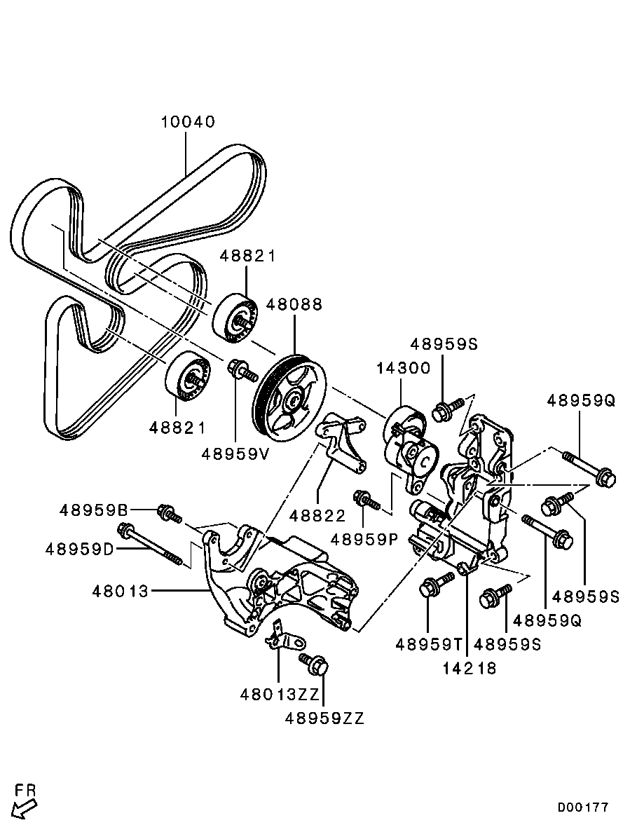 Mitsubishi 1345A051 - Τροχαλία παρέκκλισης, ιμάντας poly-V parts5.com