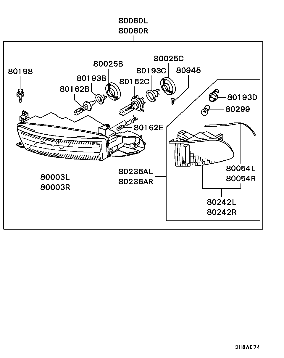 Mitsubishi MS820961 - Bec, proiector ceata parts5.com