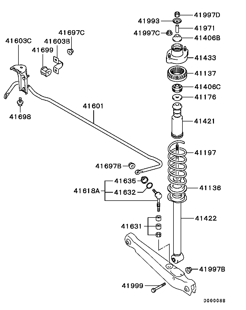 Mitsubishi 4162A184 - Amortiguador parts5.com