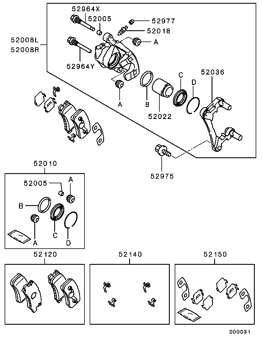 Mitsubishi 4605A502 - Komplet pločica, disk-kočnica parts5.com