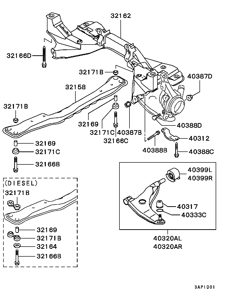 Mitsubishi MR911570* - Barra oscilante, suspensión de ruedas parts5.com