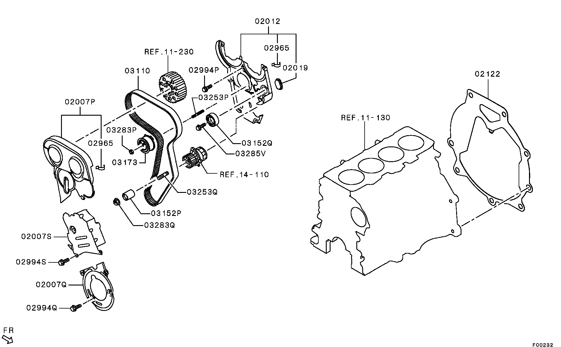 Mitsubishi MN980103 - Vesipumppu + jakohihnasarja parts5.com