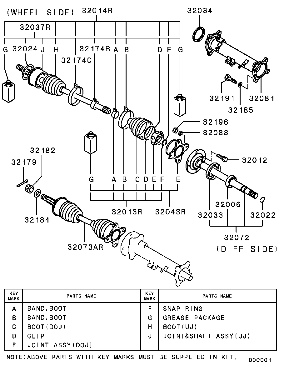 Mitsubishi MF472086 - Lożisko kolesa - opravná sada parts5.com