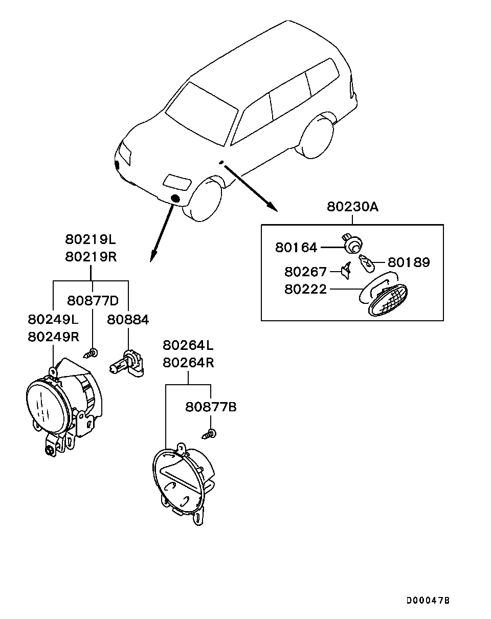 Mitsubishi MS 820960 - Bec, far pentru viraje parts5.com