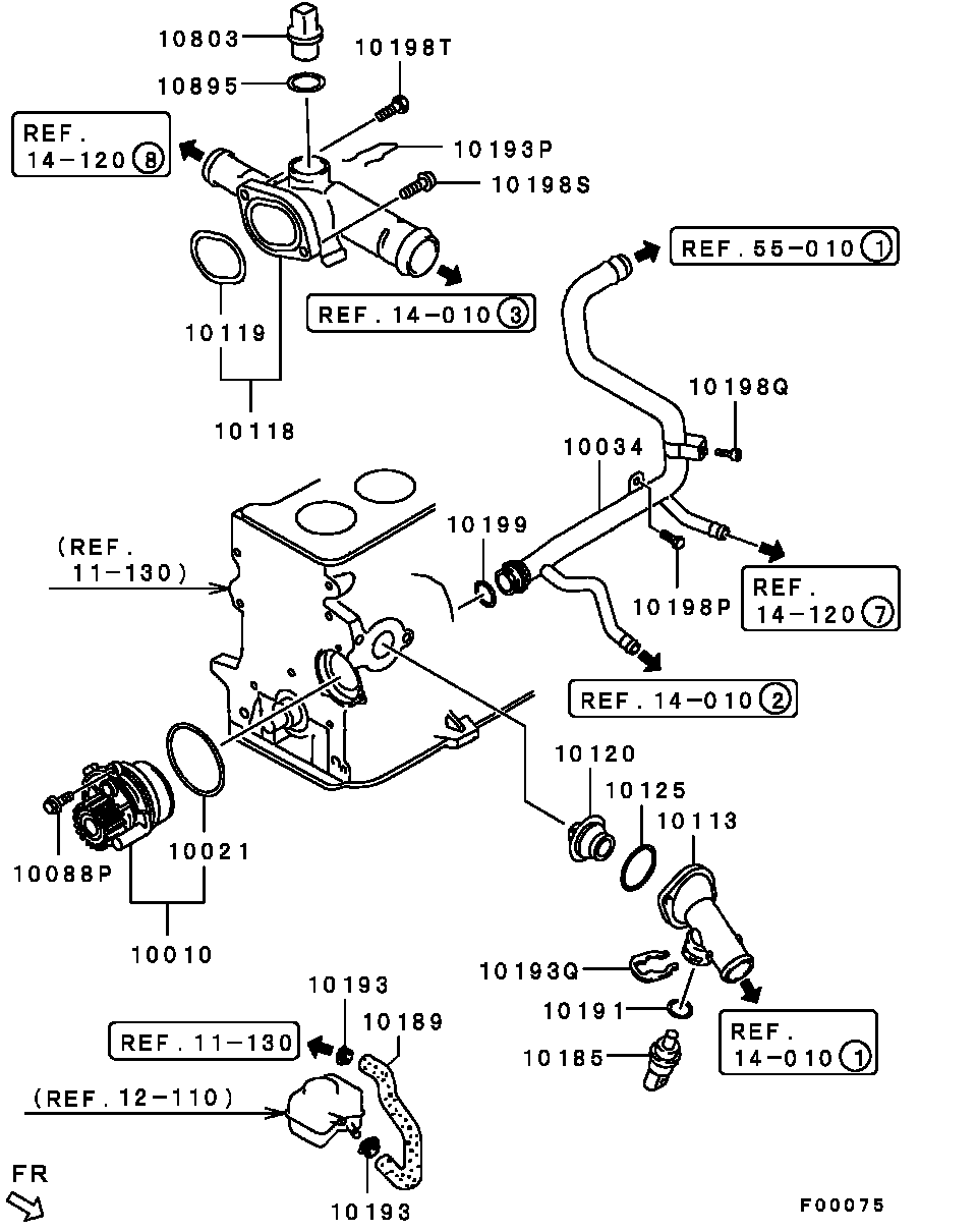 Mitsubishi MN980134 - Wasserpumpe parts5.com