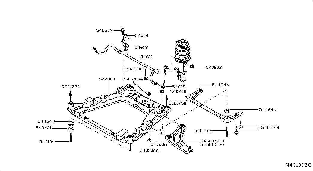 NISSAN 54500 1KK0B - Bush of Control / Trailing Arm parts5.com