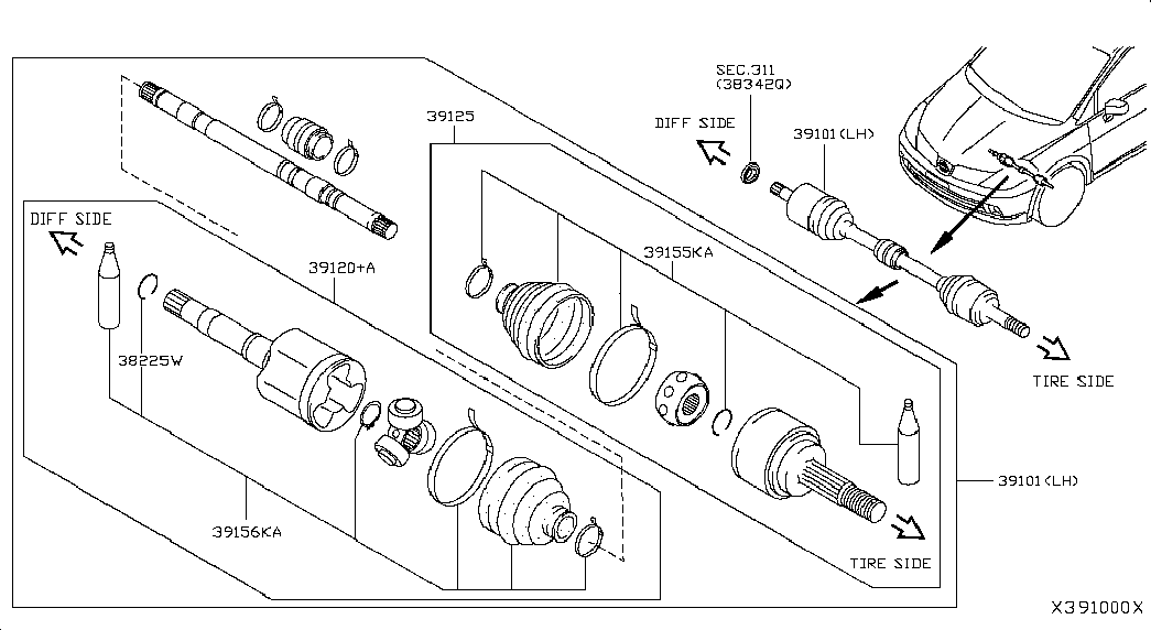 NISSAN 39720-ET028 - Set articulatie, planetara parts5.com