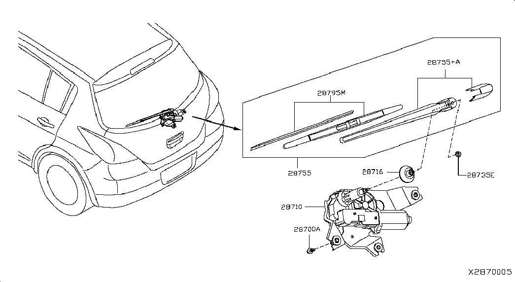 NISSAN 28780-EM00B - Brat stergator, parbriz parts5.com