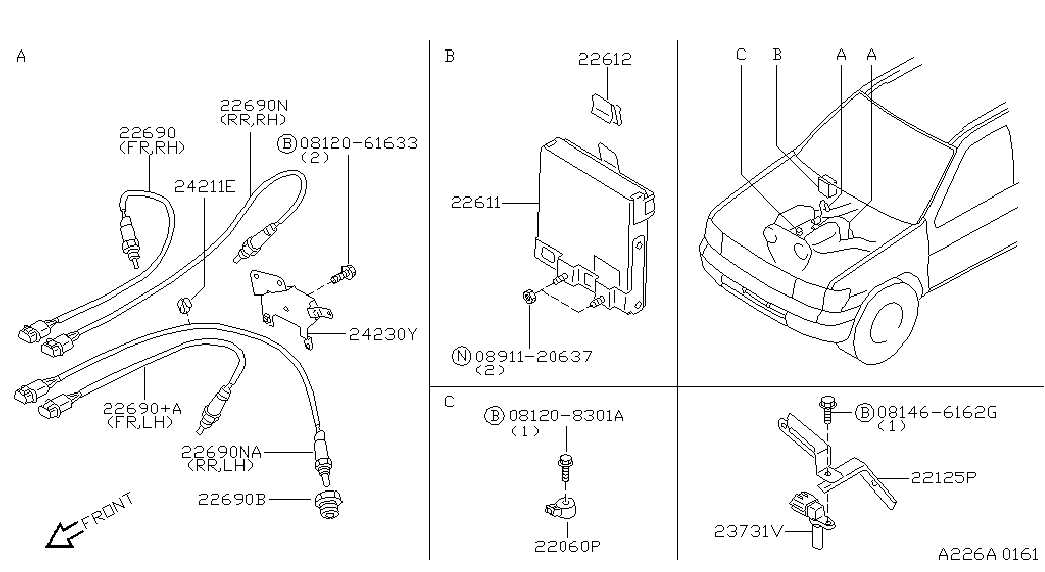 NISSAN 226A00W000 - Lambda Sensor parts5.com