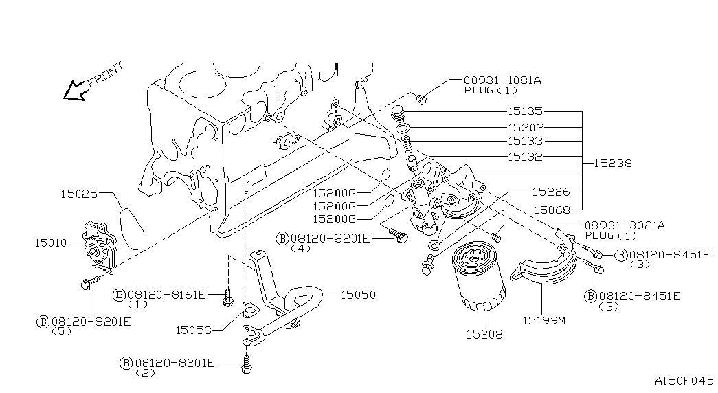 NISSAN 15208-43G00 - Масляный фильтр parts5.com