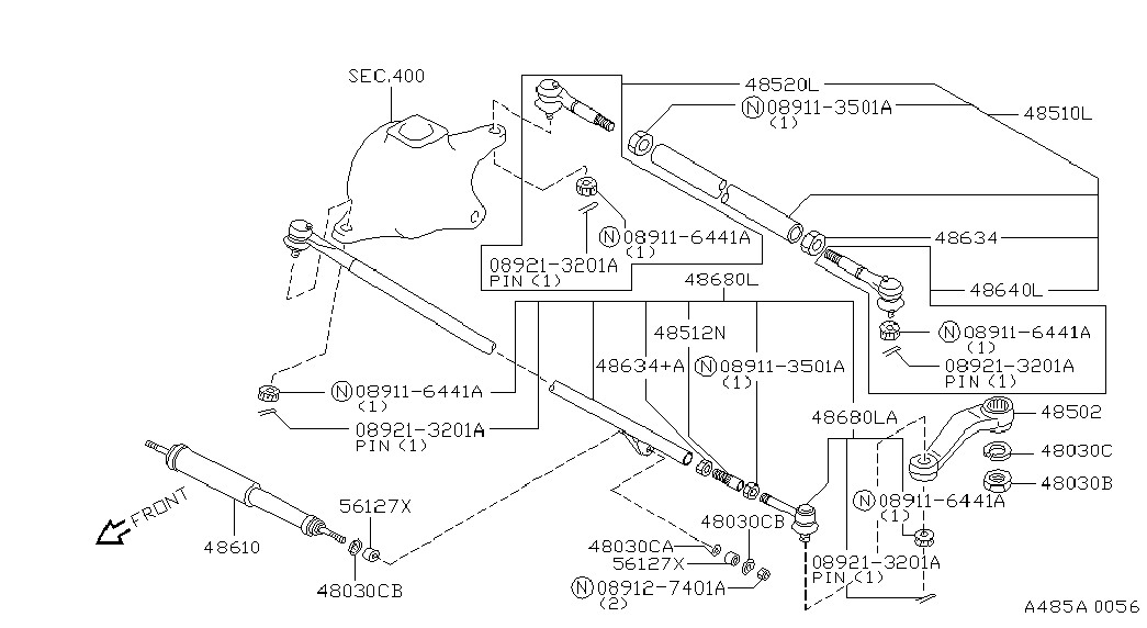 NISSAN 48611-VB000 - Amortizor, directie parts5.com