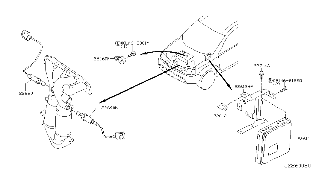 NISSAN 22690-8J001 - Lambda andur parts5.com