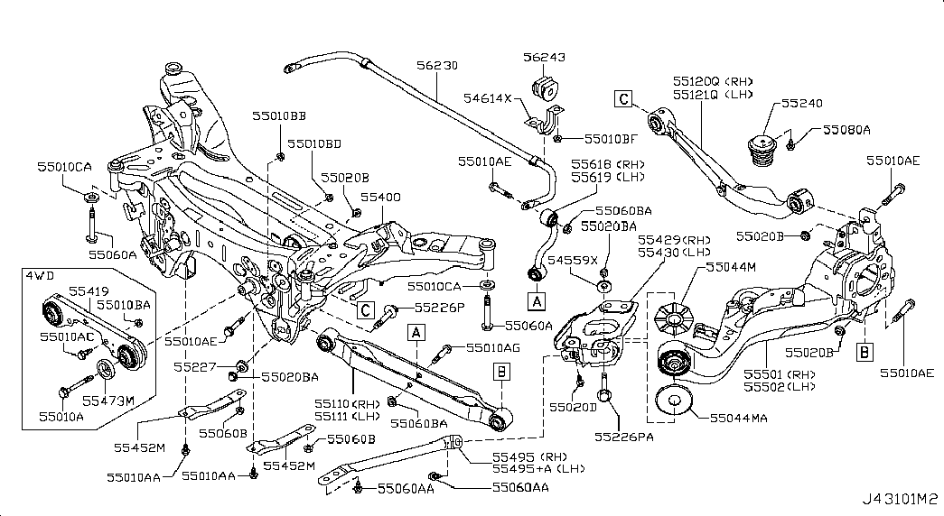 NISSAN 55110-JG00B - Track Control Arm parts5.com