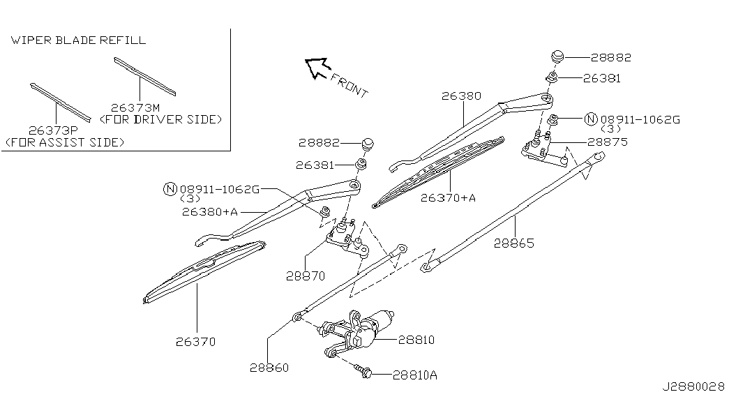 NISSAN 28890-2Y912 - Pyyhkijänsulka parts5.com