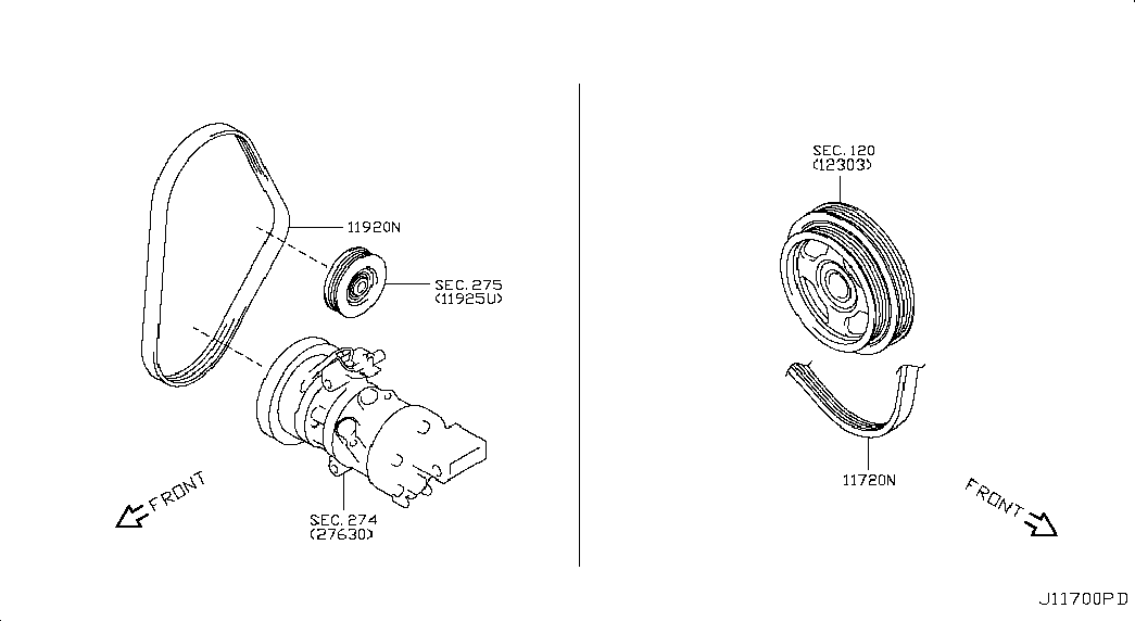 NISSAN 119204A00B - Pasek klinowy wielorowkowy parts5.com