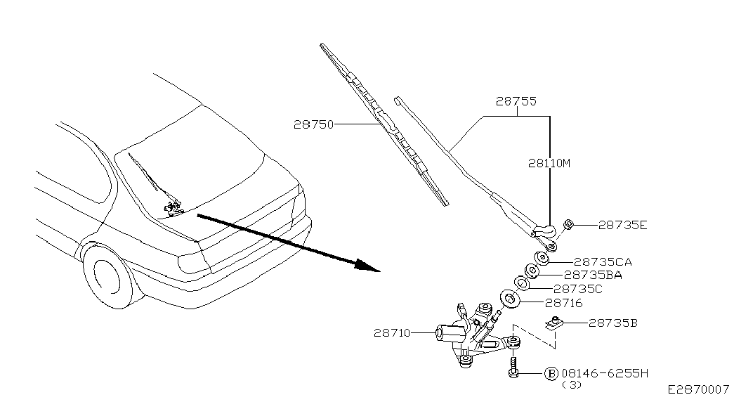 NISSAN 28890-70J00 - Stieracia liżta parts5.com