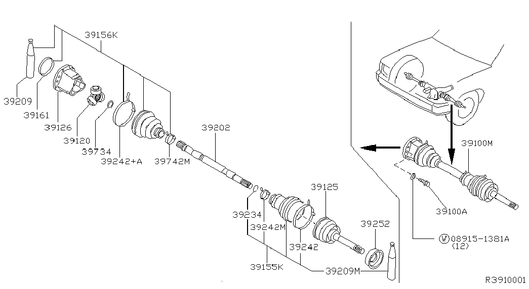 NISSAN 3924201E00 - Měch, hnací hřídel parts5.com