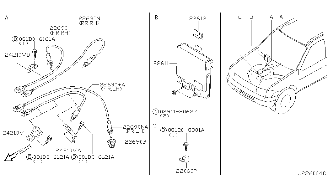 NISSAN 226A14W011 - Lambda sonda parts5.com