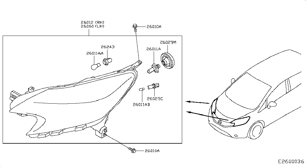 NISSAN 262948992A - Лампа накаливания, противотуманная фара parts5.com