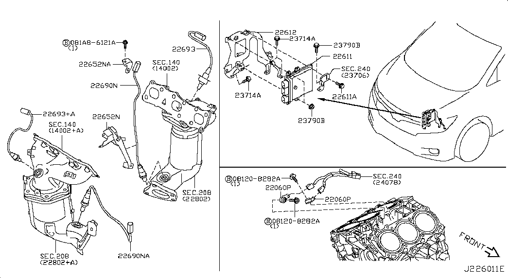 NISSAN 226A0-JA10C - Lambda Sensor parts5.com