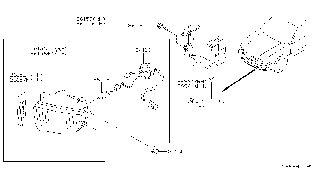 NISSAN 26293-C9904 - Sijalica, far za osvetljenje pri skretanju parts5.com