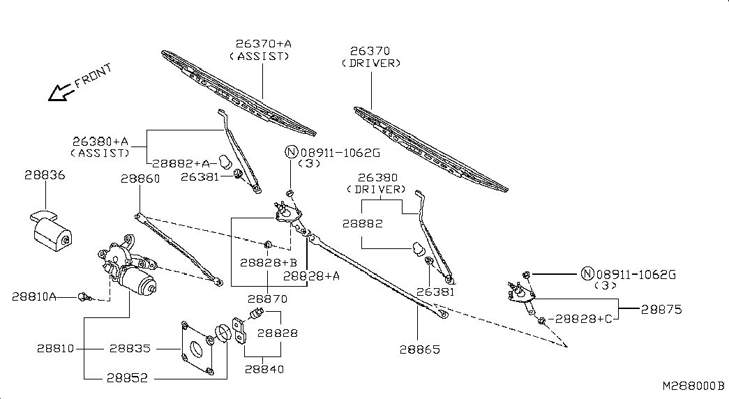 NISSAN 288900F400 - Щетка стеклоочистителя parts5.com