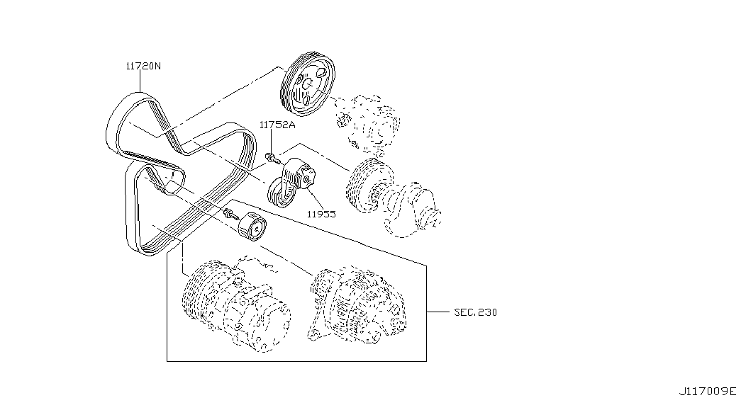 NISSAN 11955-AW300 - Натяжитель, поликлиновый ремень parts5.com