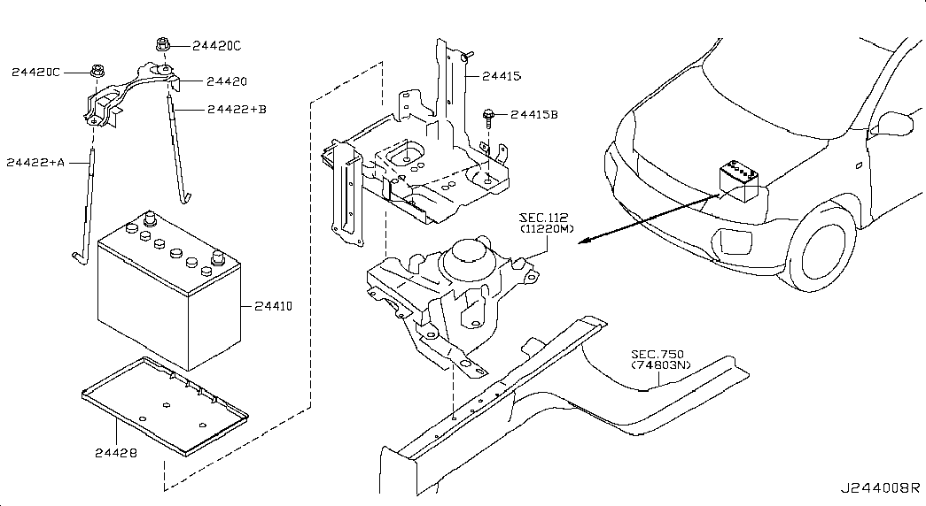 NISSAN 24410 48S72 - Стартерная аккумуляторная батарея, АКБ parts5.com