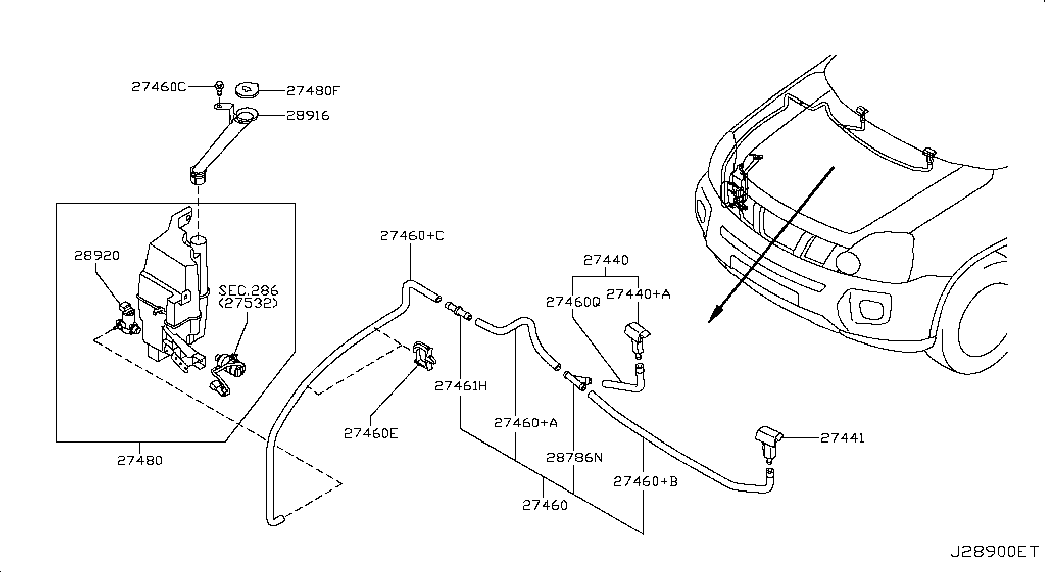 NISSAN 28931JG400 - Washer Fluid Jet, windscreen parts5.com