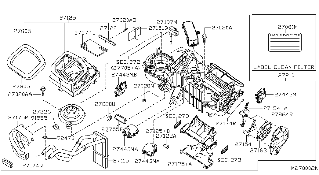 NISSAN 27274-EA000 - Szűrő, utastér levegő parts5.com