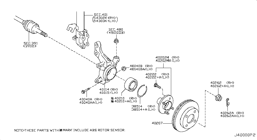 NISSAN 40210-1HA9D - Wheel hub, bearing Kit parts5.com