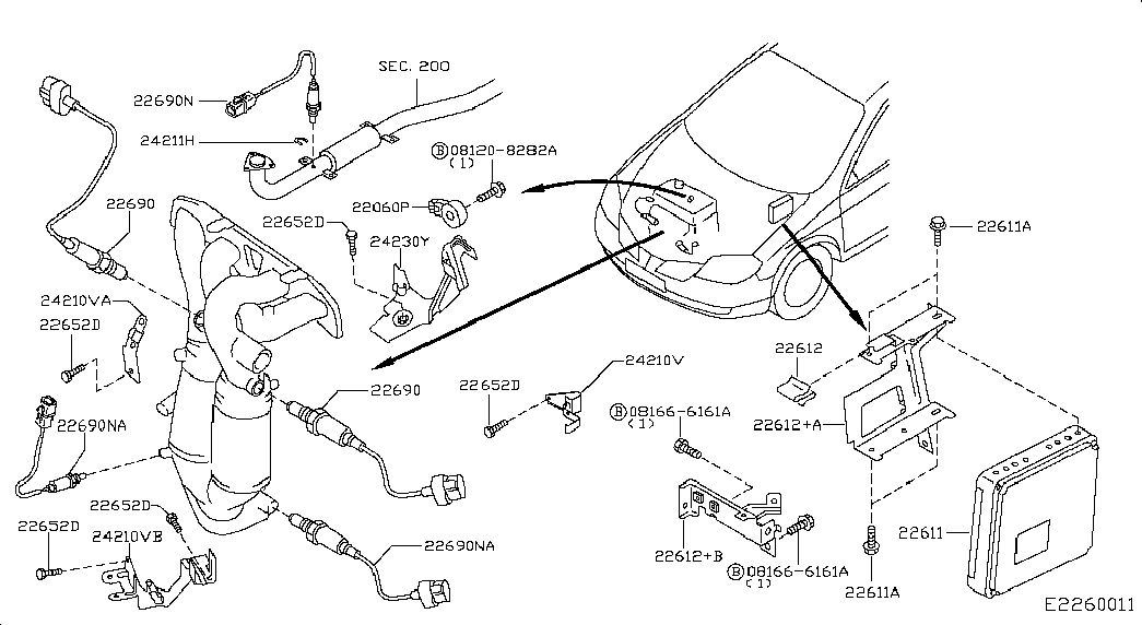 NISSAN 226A0-AU011 - Sonde lambda parts5.com