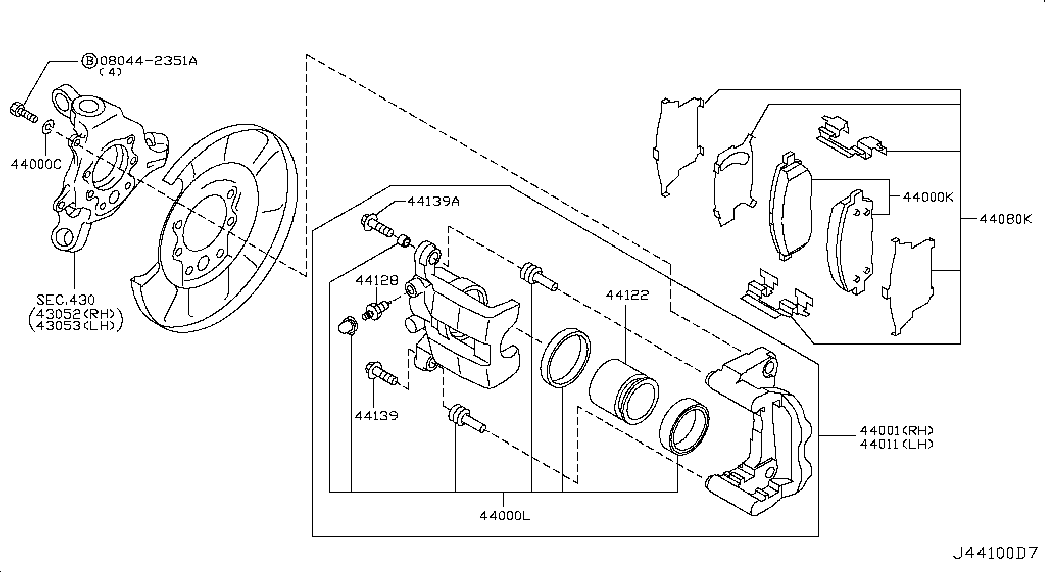 Infiniti 44060EG00J - Bremsbelagsatz, Scheibenbremse parts5.com