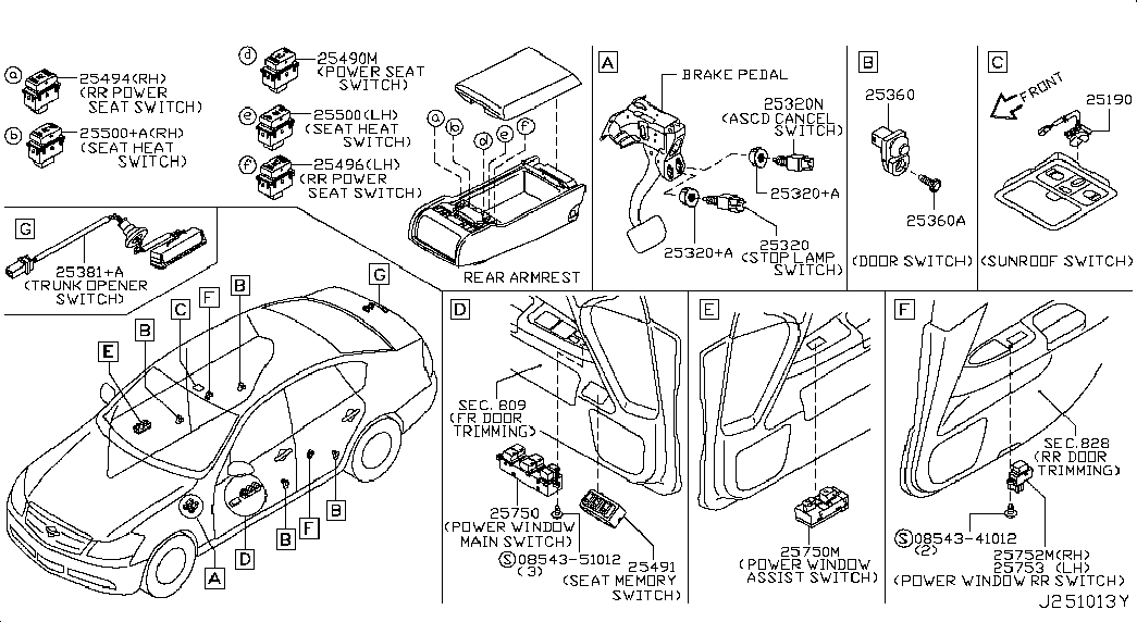 NISSAN 25320AX00B - Comutator lumini frana parts5.com