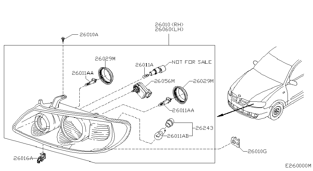 NISSAN 26261-BN701 - Izzó, nappali fény parts5.com