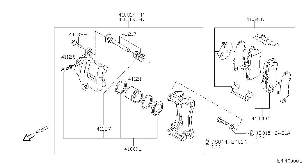 NISSAN 410014M510 - Etrier frana parts5.com