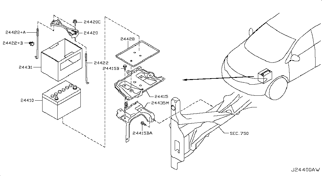 NISSAN 2441088S72 - Starter Battery parts5.com