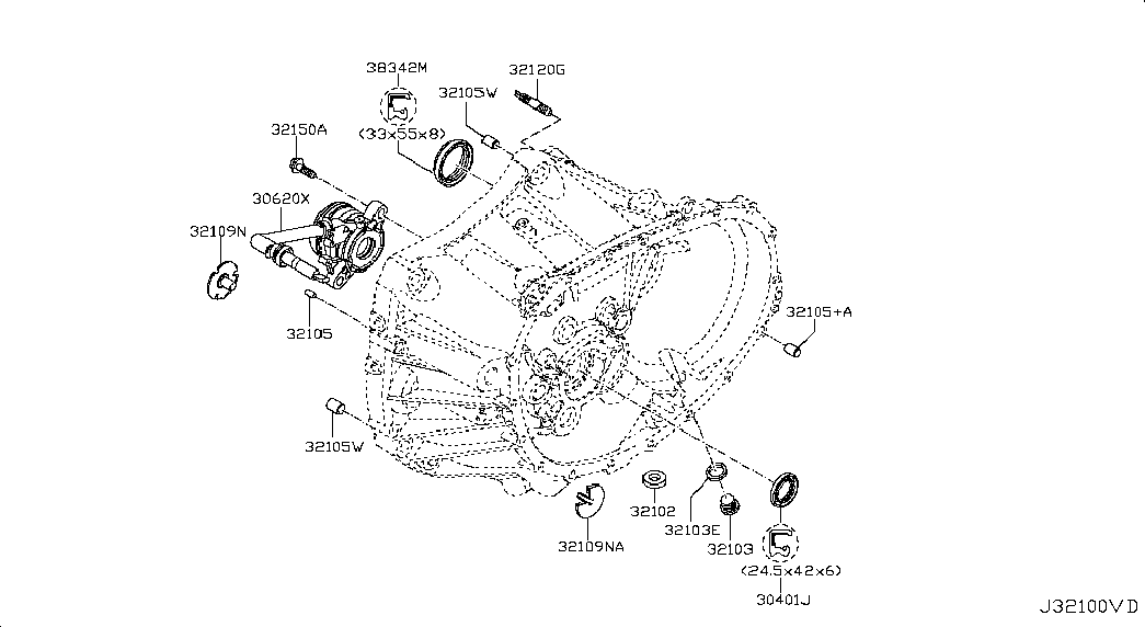 NISSAN 32150-00QAD - Лагер помпа, съединител parts5.com