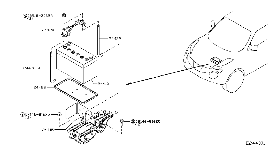 NISSAN 24410-1JB0A - Стартерная аккумуляторная батарея, АКБ parts5.com