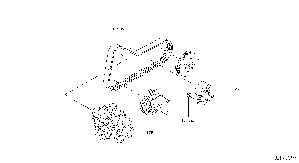 NISSAN 11720-BN701 - Поликлиновой ремень parts5.com