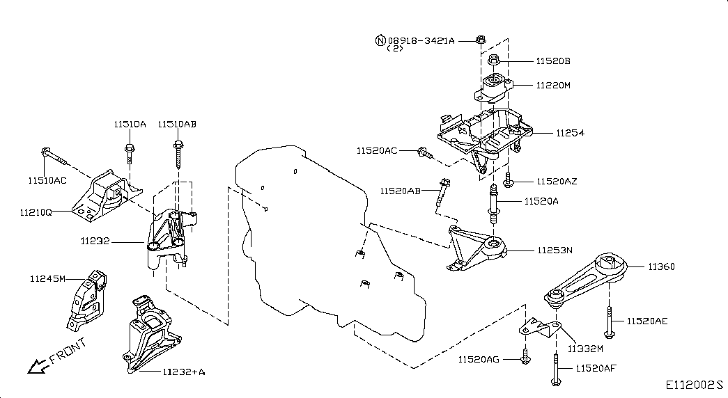 NISSAN 11220-BN700 - Felfüggesztés, motor parts5.com